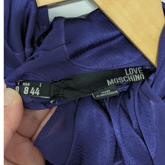 Y2K Love Moschino Sheer Embroidered Polka Dot Blouse Wool Preppy Workwear Office - Picture 5 of 7